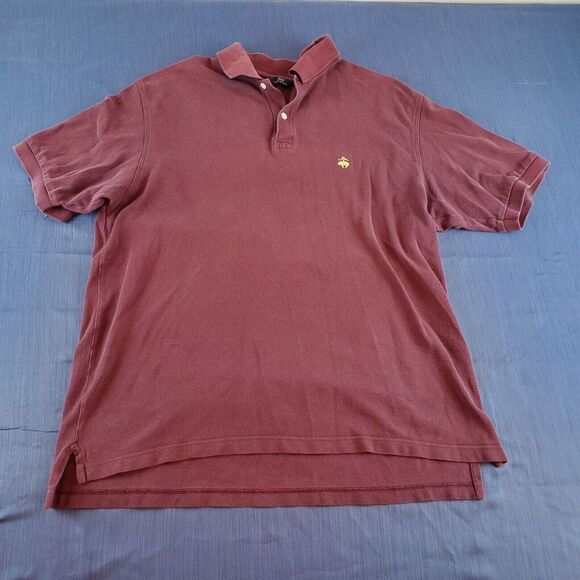 Brooks Brothers 346 Mens Polo‎ Sz XL Burgundy Red Short Sleeve Pullover LOGO - Picture 1 of 3